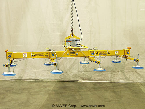 ANVER Electric Vacuum Generator with Eight Pad Lifting Frame for Lifting & Handling Steel Sheets 14 ft x 7 ft (4.3 m x 2.1 m) up to 4000 lbs (1814 kg)
